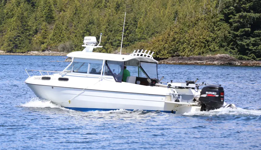A large heated cabin and deck make this a great fishing machine.